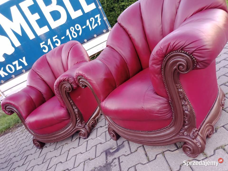 Komplet AFRODYTA 311 i Ława Dąb skóra Wiśnia