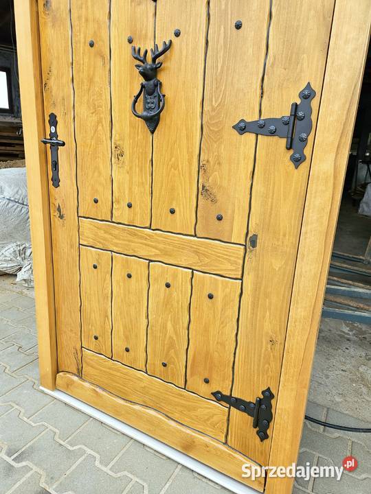 Drzwi DŁUGOSZ drewniane zewnętrzne wiejskie Częstochowa
