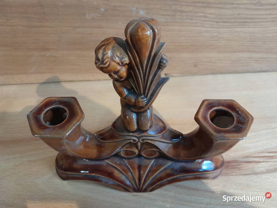 Stary ceramiczny świecznik zabytek PRL starszy Dąbrowa Górnicza