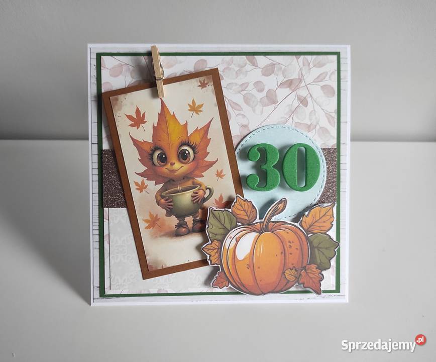 Kartka urodzinowa ręcznie robiona jesienna