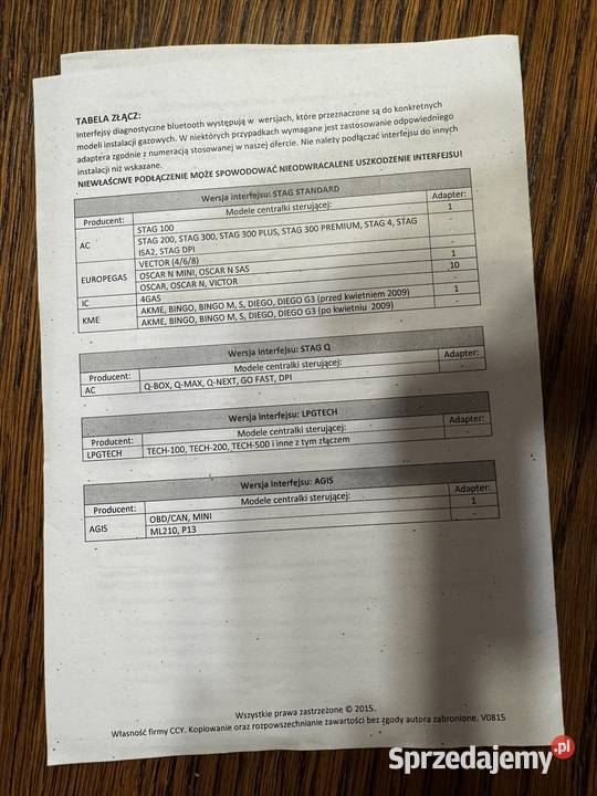 Interfejs diagnostyczny LPG Bluetooth CCY BT śląskie Woźniki