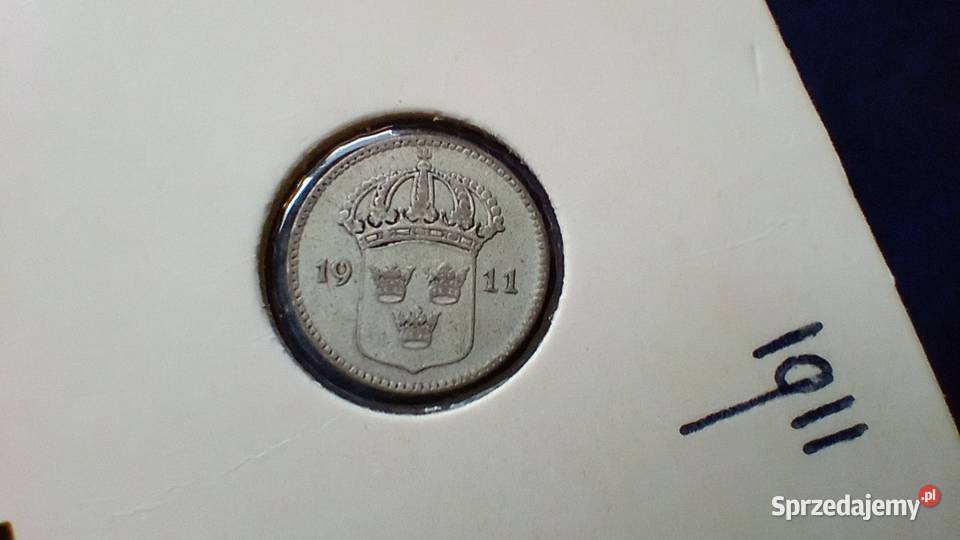 Stare monety 10 ore 1911 Szwecja srebro Lesko