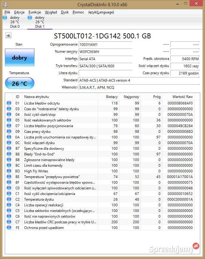 Dysk HDD 25 500GB Toshiba WD Seagate HGST mix Pojemność 500 Włoszczowa sprzedam