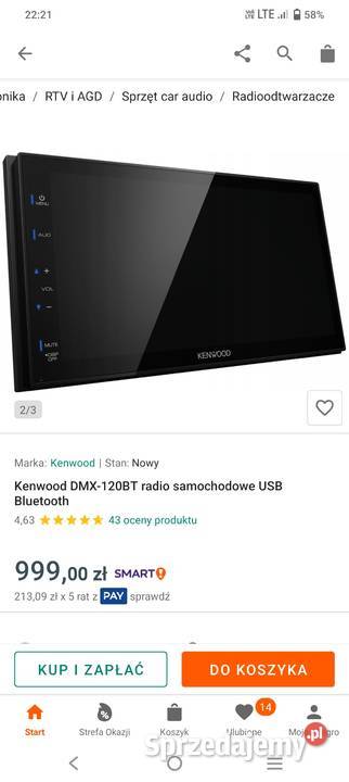 Radio Kenwood DMX 120BT 2 DIN Alfa Romeo MiTo Kocudza Pierwsza