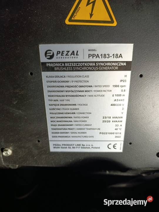 Sprzedam Agregat prądotwórczy 18kW 22kVA mazowieckie