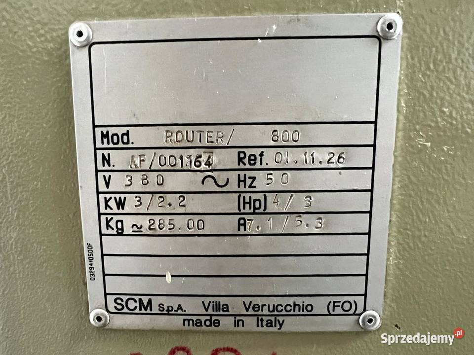 Frezarka górnowrzecionowa SAMCO ROUTER 800 Juszczyn