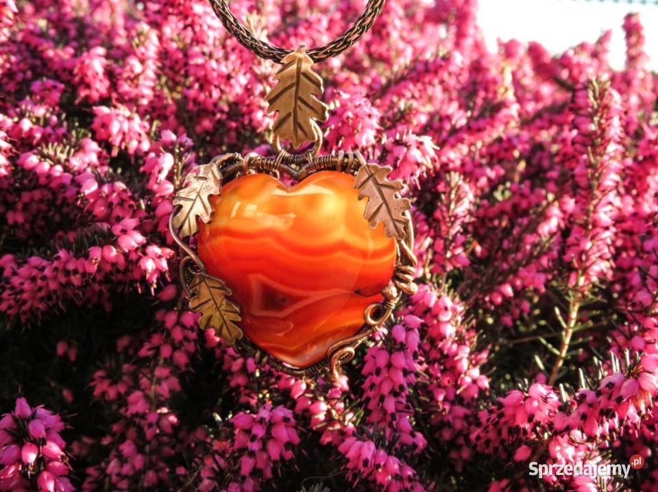 Dwustronny miedziany wisiorek z agatem motyw małopolskie Wieliczka