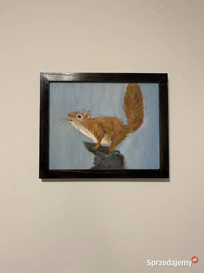 Obraz olejny Ruda wiewiórka ręcznie malowany 24 lubuskie Świebodzin