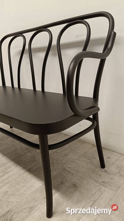 ławka z oparciem gięty buk czarna model Thonet Ławki