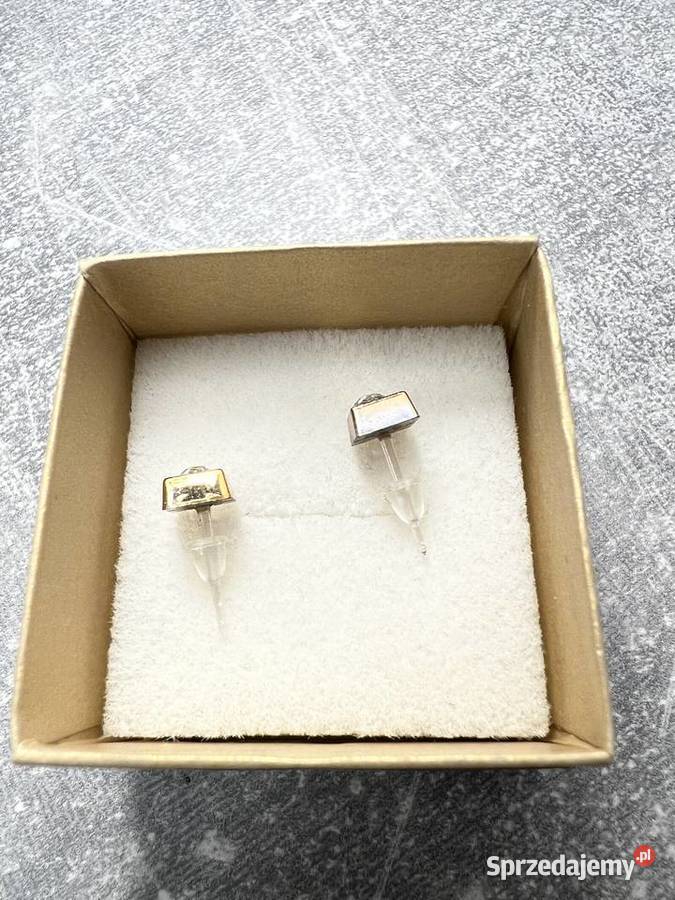 Kolczyki złote z diamentem kwadratowe kwadrat Jasło