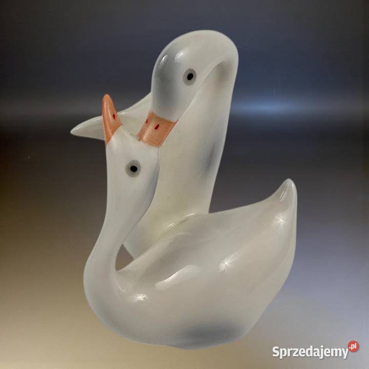 Wyprzedaż Para gęsi porcelana Hollohaza Węgry Porcelana i szkło sprzedam