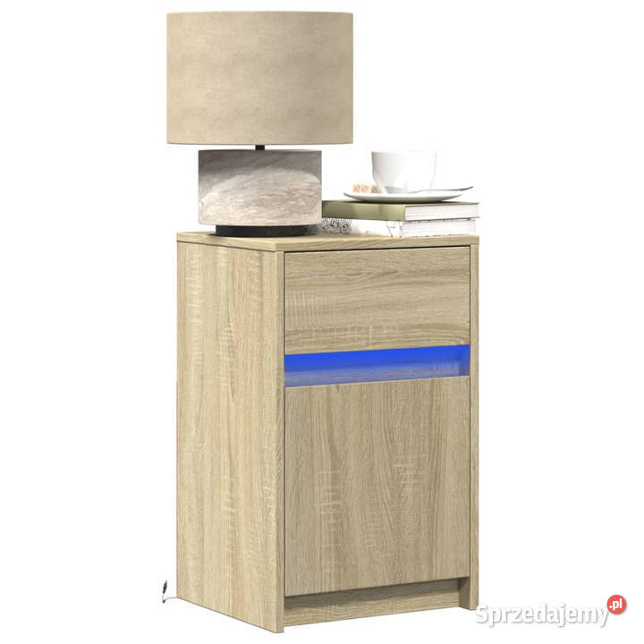 Szafka nocna z LED kolor dąb sonoma materiał