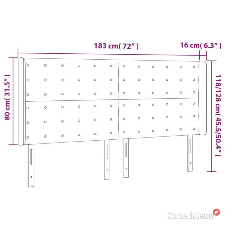 Zagłówek do łóżka z LED taupe 183x16x118128 Warszawa