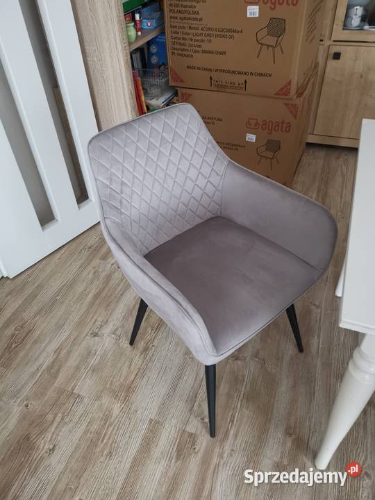 Krzesla nowe welur polysk szare agata wielkopolskie Poznań sprzedam