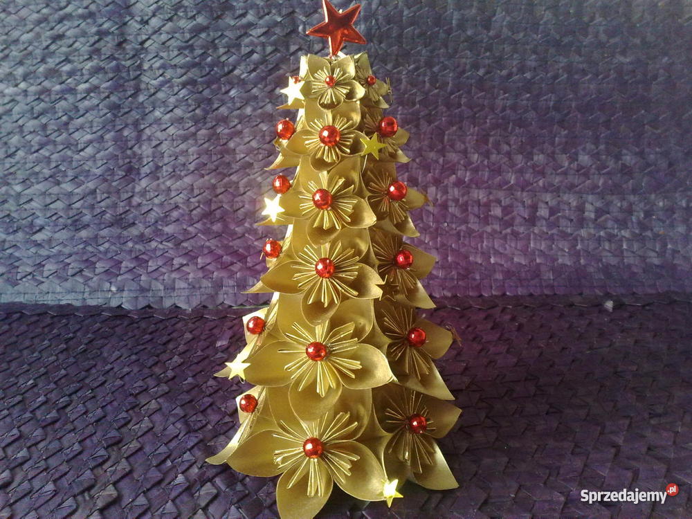 CHOINKA OZDOBA ŚWIĄTECZNA DEKORACJA ORIGAMI KUSU Łańcut