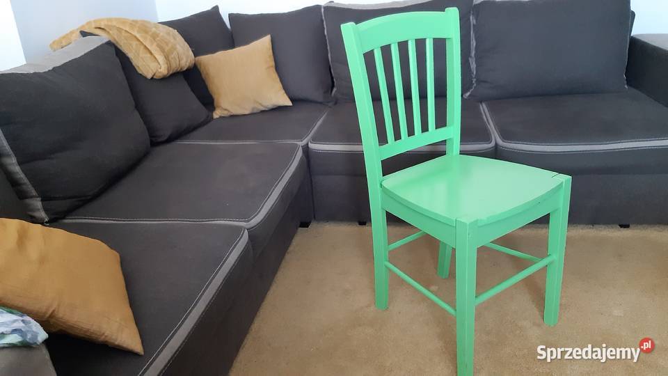 krzesło zielone  drewniane