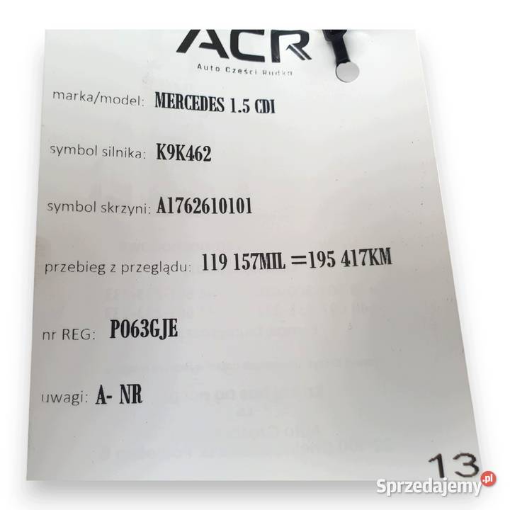 ALTERNATOR Mercedes Klasa A B Citan CLA 15 dCi Chełm