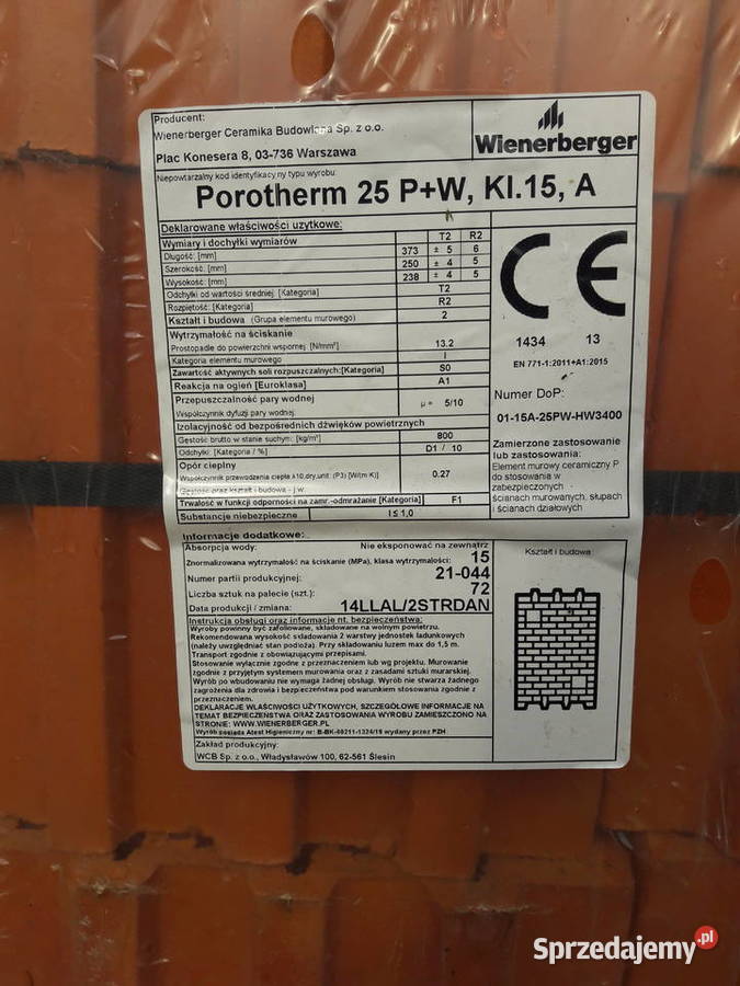 Pustaki ceramiczne Wienerberger Porotherm Stal łódzkie Rosanów