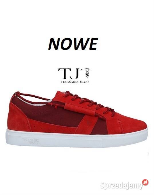 TRUSSARDI JEANS NOWE suede red zamsz 43 27 Półbuty Łódź sprzedam