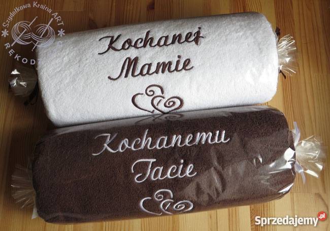 Ręcznik z HAFTEM prezent URODZINY ślub rocznica Toruń