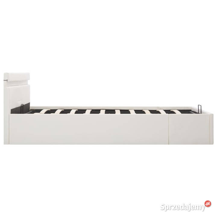 Rama łóżka z podnośnikiem i LED biała ekoskóra 73cm mazowieckie