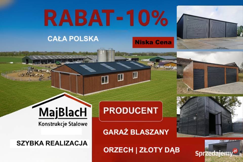 A129Brązowy Garaż Blaszany Dwuspadowy Złoty Dąb samodzielny Sprzedaż Puck