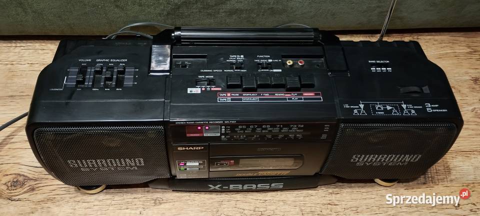 Kultowy Boombox SHARP WQT352H Vintage 90s Wąbrzeźno