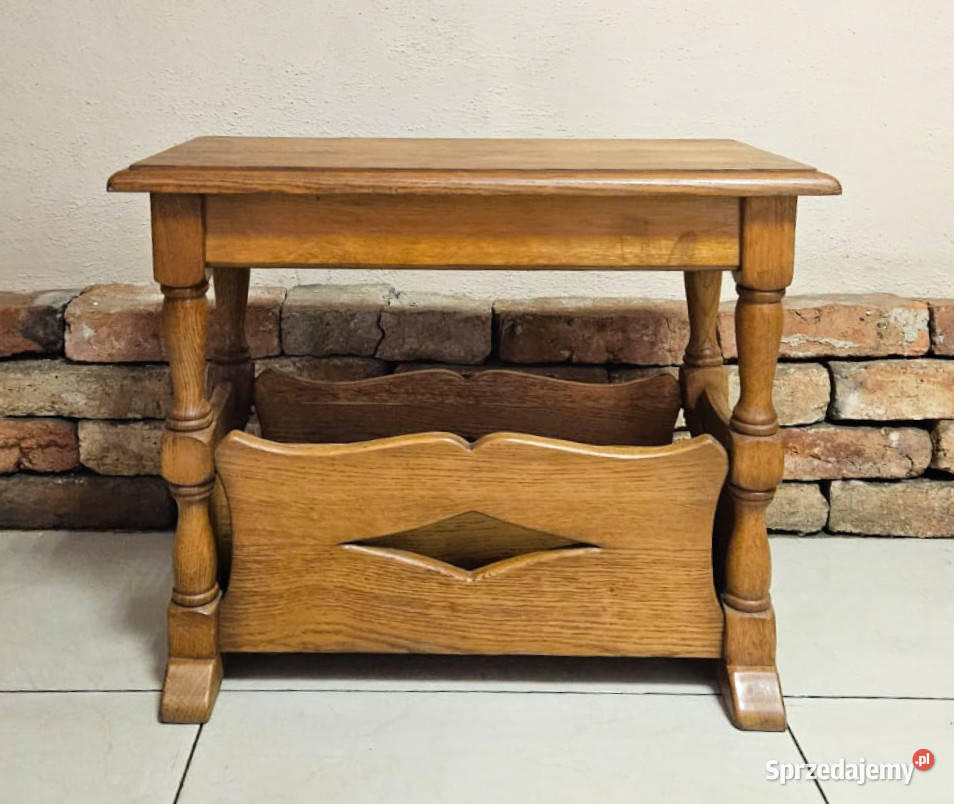 Gazetnik drewniany lity DĄB stylowy śląskie Pszczyna sprzedam