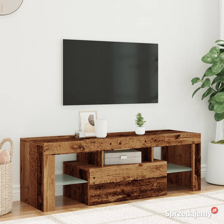 Szafka pod TV z oświetleniem LED stare drewno Warszawa