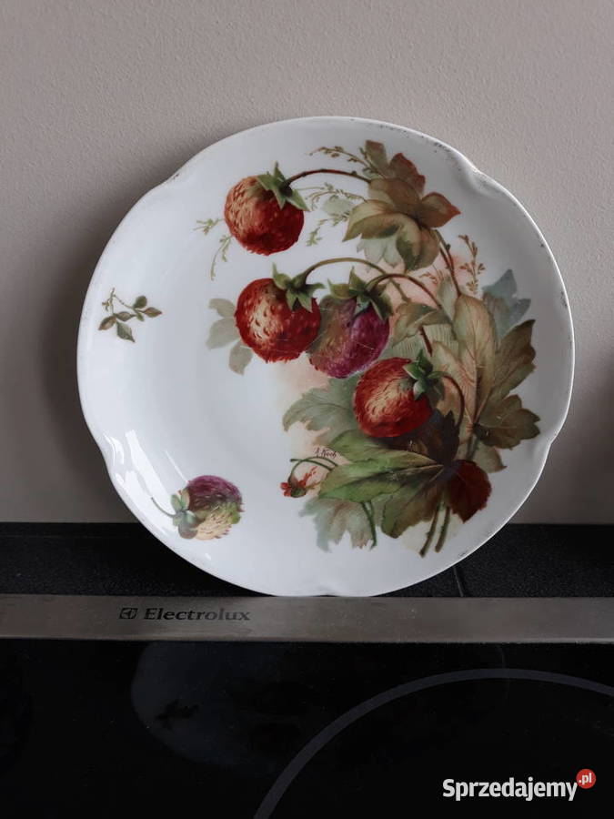 talerz talerze porcelana poziomki stary antyk Gdańsk