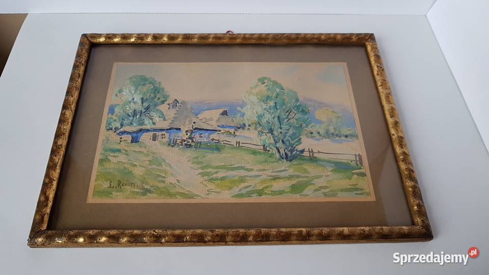 Stara akwarela sygnowana J Rommel 18811967 śląskie Dąbrowa Górnicza