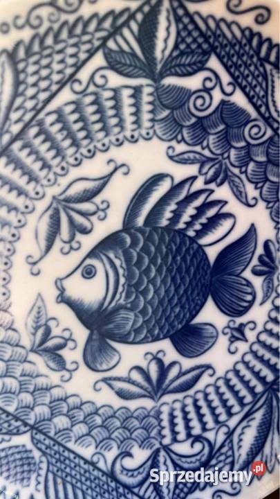Talerz Łomonosow Z rybką piękny Porcelana i szkło