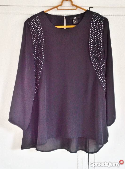 Czarna bluzka tunika HM L 40 lekka zwiewna nity Bluzki i koszule Szczecin
