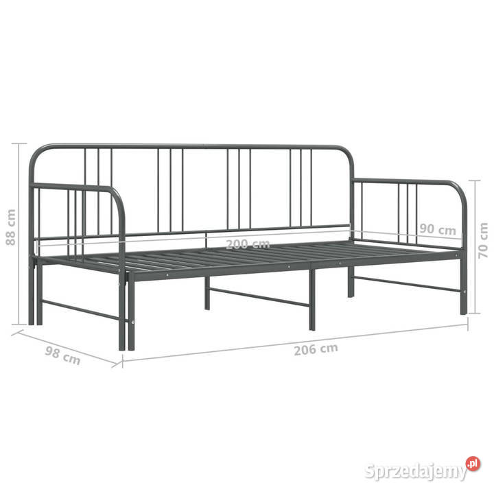 Sofa z wysuwaną ramą łóżka szara metalowa 90x200 mazowieckie Warszawa sprzedam