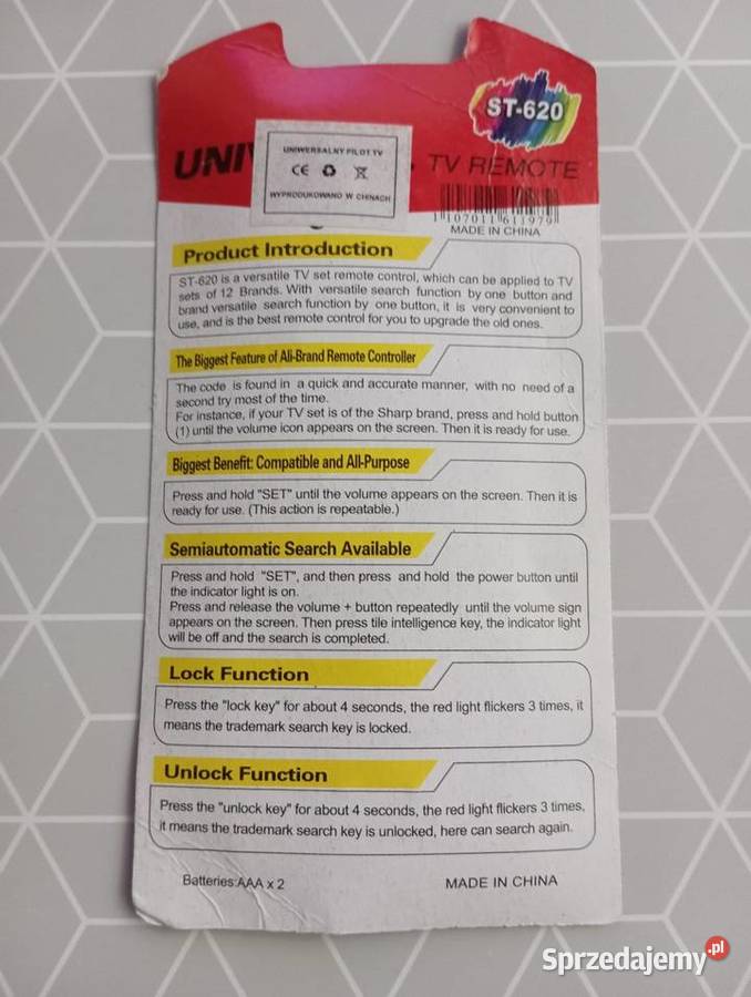 PILOTY do TV Stang St620 uniwersalny i AVerMedia