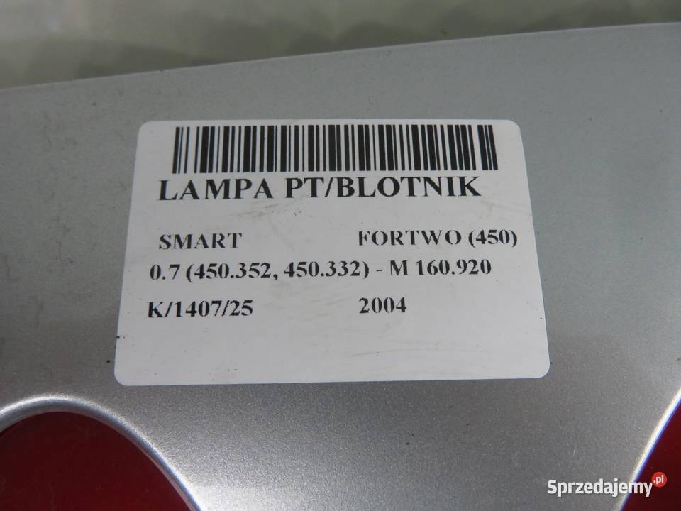 LAMPA PRAWA TYLNA SMART FORTWO 450 0011645