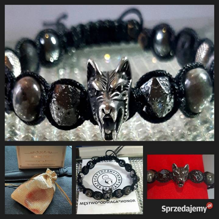 Bransoletka regulowana wilk stal kamień śląskie Częstochowa