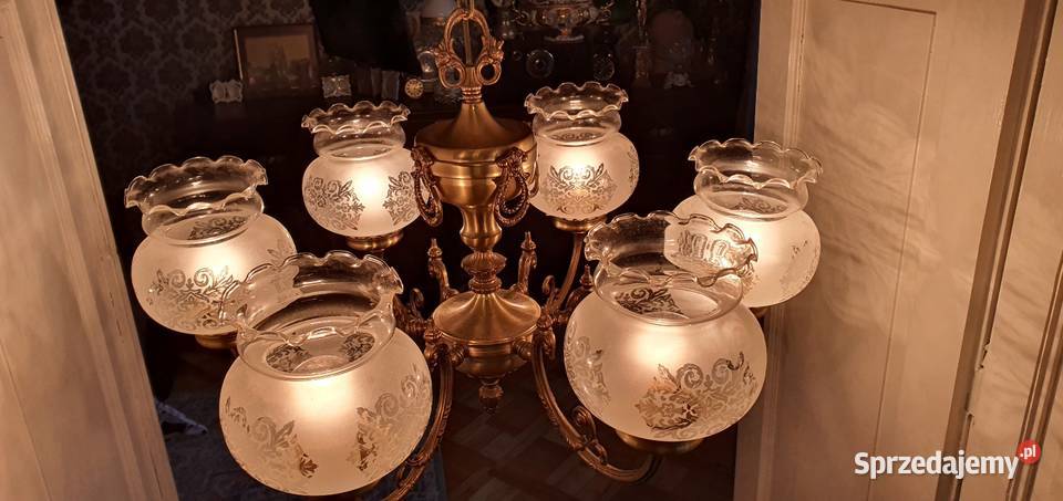 Duży Mosiężny Żyrandol Pałacowy Lampa wisząca do