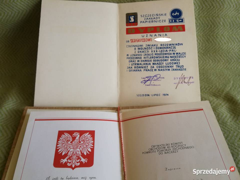 Medal 40 lat Powrotu 1985 Zaproszenie Siekierki zachodniopomorskie Szczecin