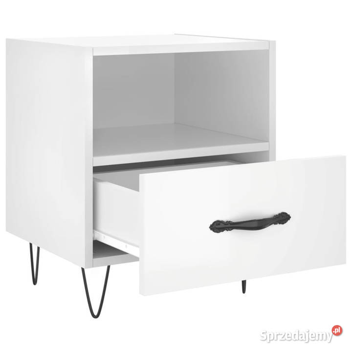 Szafki nocne 2 białe wysoki połysk 40x35x475