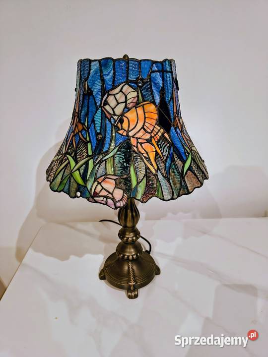 Tiffany lampa witrażowa stołowa nocna ryby