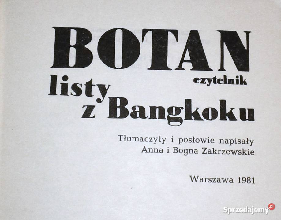 Botan listy z Bangkoku Anna Zakrzewska Bogdan Chełm sprzedam