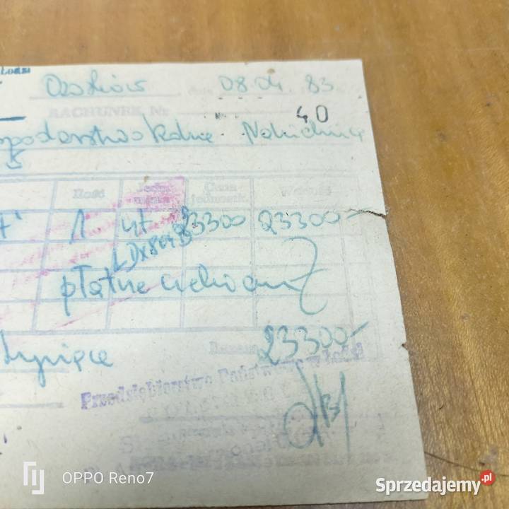 Dokument zakupu Romet Komar 100