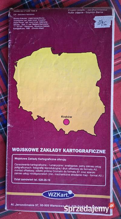 Krakowa 150 000 mapa topograficzno turystyczna miękka Kraków