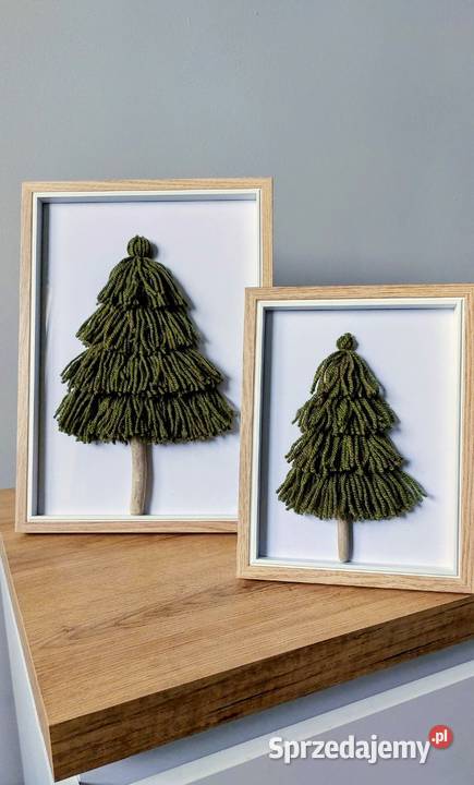 Choinki w ramce obraz świąteczna dekoracja Baranów