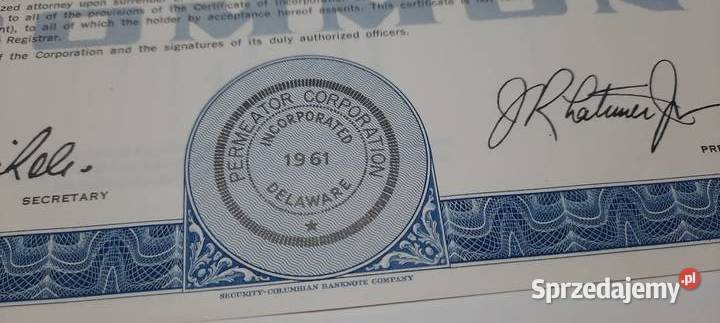 certyfikat akcji usa 5 Warszawa