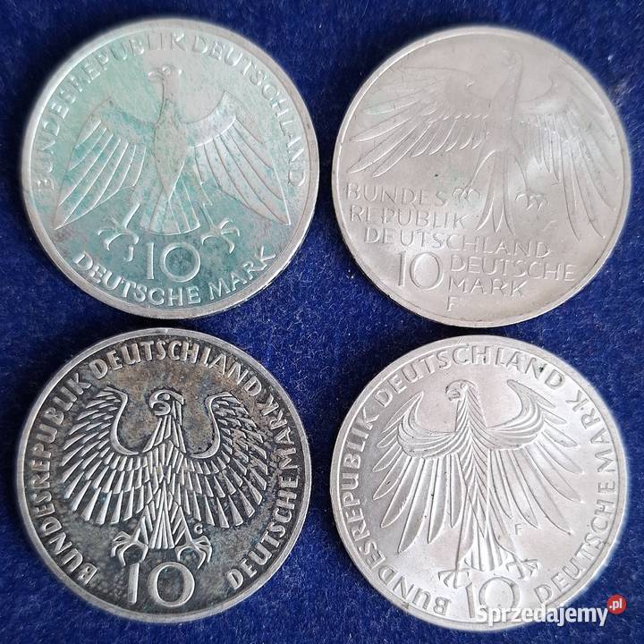 Zestaw Srebrnych Monet 4 x 10 DM Gliwice