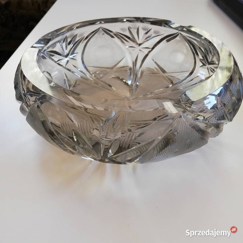 Kryształowa popielnica PRL ciężka gruba Sieradz sprzedam
