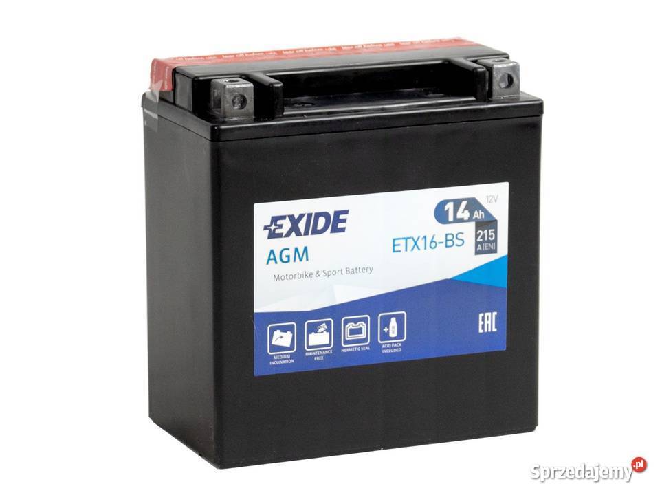 Akumulator motocyklowy EXIDE ETX16BS YTX16BS 12V Mielec