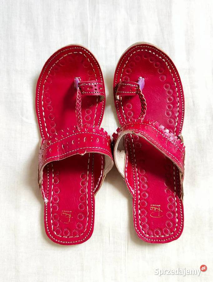 KOHRD2 Skórzane japonki kohalpuri 39 czerwone Sandały i klapki Szczecin